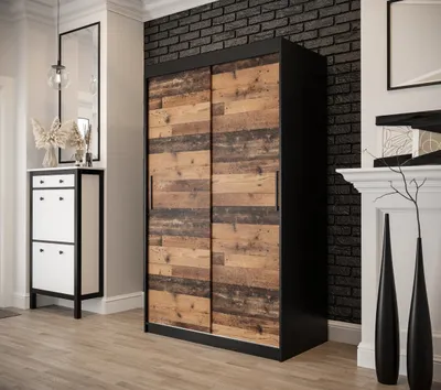 Obrázek produktu pro Dvoudveřová šatní skříň ORISA 1 - šířka 120 cm, černá / old style