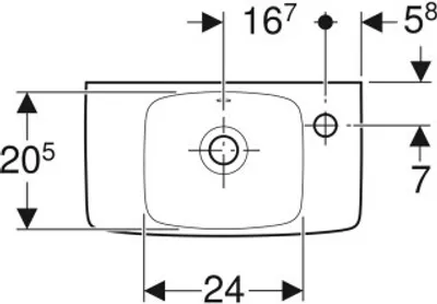 Zdjęcie produktu dla Geberit Renova Umywalka kompaktowa ze spłukiwaniem ręcznym, skrócony występ, 450x250 mm, z półką po lewej stronie, 501.730.01.8