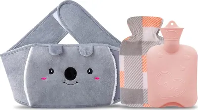 Produktbild von Wärmflasche Wärmflaschengürtel Koala Wärmflasche aus Gummi mit weichem Taillen-Bezug, Wärmflasche für Nacken und Schulter, Rücken, Beine, Taillenwärmung (Pink-heart)