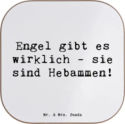 Produktbild von Mr. & Mrs. Panda Untersetzer Glas Spruch Hebamme Engel - Weiß - Geschenk, Wertschätzung, Aufmerksamkeit, Fürsorge, besondere Momente, gläseruntersetzer, Unterstützung