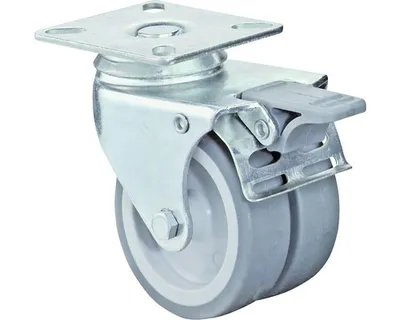 Obrázek produktu pro Walteco Přístrojové dvojité kolečko, průměr 75mm, otočné s destičkou, brzda, nosnost 100kg