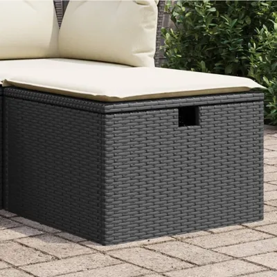 Obrázok produktu pre vidaXL Záhradná stolička s vankúšom čierna 55x55x37 cm Poly ratan