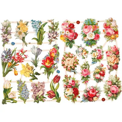 Immagine prodotto di Creativ Company Immagini vintage di fiori primaverili, 2 fogli