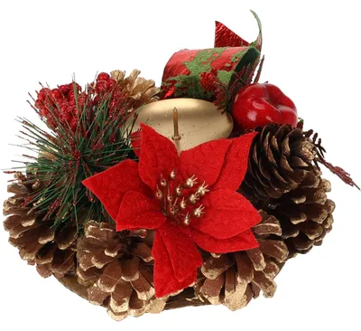 Produktbild von Adventskranz mit Zapfen, Kerzenhalter, 15 cm