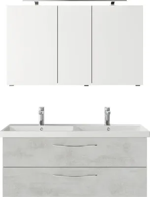 Produktbild von Badmöbelset 3-teilig Pelipal Serie 4035 BxHxT 120 x 200 x 45 cm Frontfarbe grau mit Waschtisch Keramik weiß und Keramik-