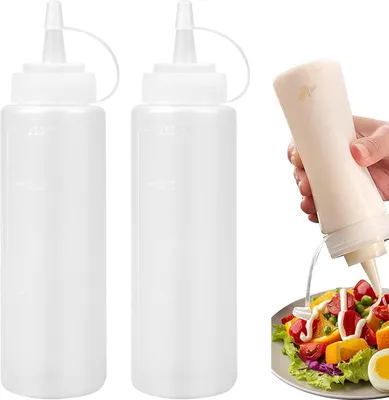 Produktbild von 2 Stück Plastik Squeeze Flasche, Quetschflasche Mit Kappen