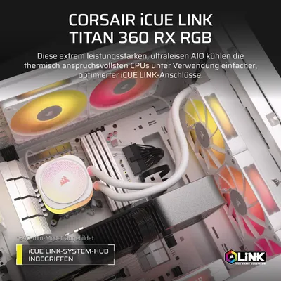 Image de CORSAIR WAK iCUE LINK TITAN 360 RX RGB White AIO 360mm