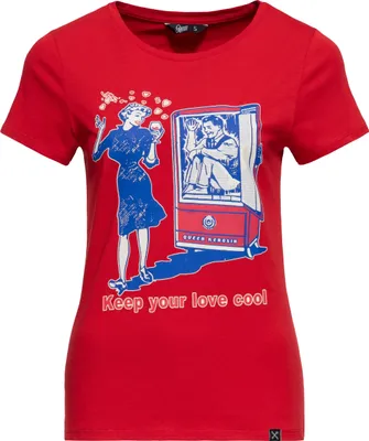 Produktbild von QUEEN KEROSIN Print T-Shirt Mit 50S Style Comic Art Keep Your Love Cool Rot S