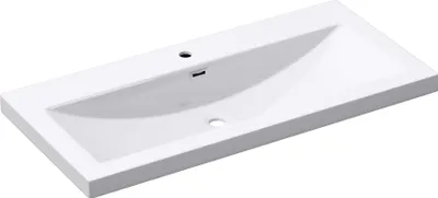 Immagine prodotto di doporro Lavabo ad Incasso Soprapiano Lavabo Bagno da Appoggio Rettangolare 100x48x13 cm Bianco Lucido, Lavandino in Marmoresina con Foro Rubinetto e Troppopieno Colossum01
