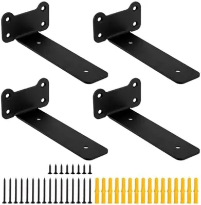 Produktbild von PolkaHome® Schwere, L-förmige Wandhalterungen für Regale, 4 Stück, 15 cm, für Regalböden, Bücherregale und Deko-Regale - Schwarz