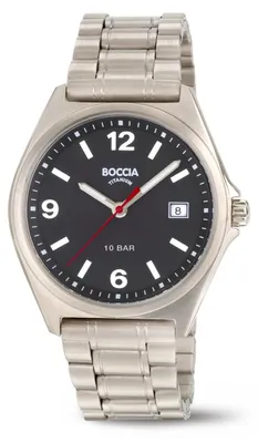 Produktbild von Boccia Herren Armbanduhr Classic 3663-01 Reintitan mit schwarzem Zifferblatt