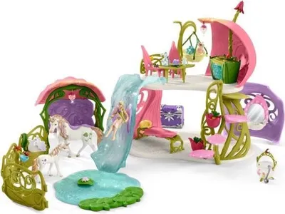 Produktbild von Spielhaus, Schleich Licornes Blumenhaus mit See und Stall, Glitzernd, Mehrfarbig Rosa, Inklusive Spielfigur Schleich 42445