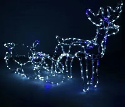 Produktbild von LED Rentier mit Schlitten Beleuchtet Lichtschlauch 288 LED Weihnachten 210 cm