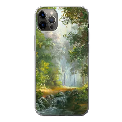 Produktbild von MuchoWow® Handyhülle Schutzhülle Hülle für iPhone 13 Pro Max Wald - Ölgemälde - Sommer Silikon Softcase Handy Hülle - Mobiltelefon