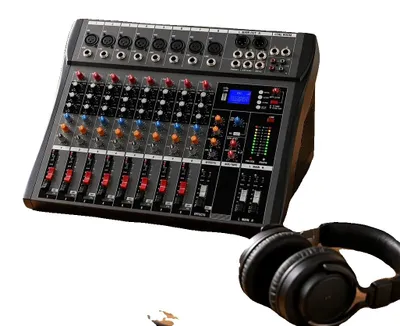 Obrázok produktu pre Zvukový mixážny pult, 8 kanálov, USB prehrávanie, 3-pásmový ekvalizér, efektový výstup, fantómové napájanie 48V