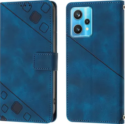 Produktbild von Hülle für OPPO Realme 9 Pro 5G/OnePlus Nord CE 2 Lite 5G Prägung Flip Leder Brieftasche Schutzhülle mit Ständer Blau