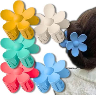 Produktbild von 5er-Set Haarspangen, bunte Blumen, helle Blumen