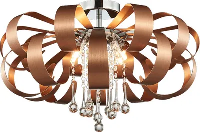 Produktbild von Deckenleuchte RIBBON CRYSTAL 6xG9/33W, kupfer/klar, Ø: 60 H: 34 cm, Fassung G9