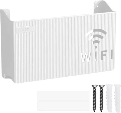 Produktbild von Router Aufbewahrungsbox Wandmontage Router Kasten WiFi-Rack TV-Set-Top-Box-Stützen Aufbewahrung An Der Wand Montiertes Regal Halterung weiß Wandbehänge Kabel Organizer Box
