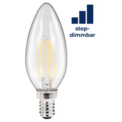 Produktbild von LED Filament Kerzenlampe McShine "Filed", E14, 4W, 440lm, warmweiß, step-dimmbar