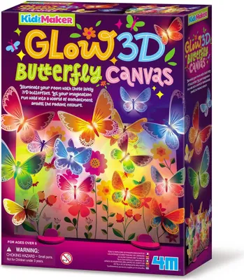 Zdjęcie produktu dla 4M 3D Glow Butterfly Canvas, Butterfly, Dziewczyna, Dziecko, 5 lat(a), 180 mm, 250 mm