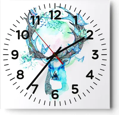 Produktbild von Wanduhr - Quadrat - Glasuhr - Hirsch Natur Landschaft Dekoration - 30x30cm - Schleichendes Uhrwerk - Lautlos - zum Aufhängen bereit - Dekoration Modern - Wanddekoration aus Glas - C4AC30x30-3126