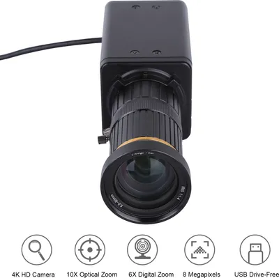 Produktbild von 4K HD kamera Počítačová kamera Webová kamera 8 megapixelů 10x optický zoom 60 stupňů široký úhel Ruční ostření Automatická kompenzace expozice s mikrofonem USB Plug & Play pro videokonference Online výuka Chatování Živé vysílání na webu
