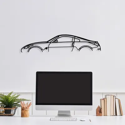 Produktbild von Wallity, Nissan 350Z Silhouette, Dekoratives Wandaccessoire aus Metall, 100 % METALL, Schwarz, 70 x 15 cm