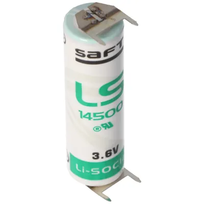 Produktbild von Saft LS14500 AA Lithium Batterie 3,6 Volt mit Printanschluss, LS14500 LiSOCI2 2600mAh 2er Print - / 2er Print +