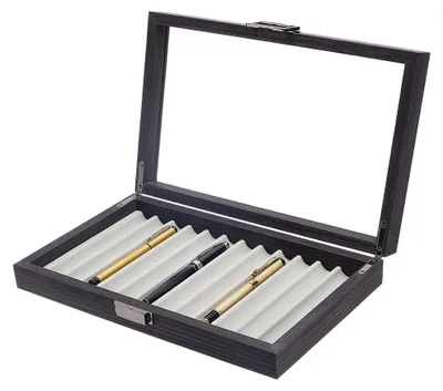 Image de Boîte de rangement en bois pour stylos, avec 12 compartiments