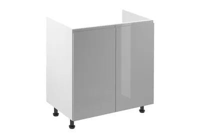 Produktbild von Spülenschrank 80 cm Küchenmöbel ohne Arbeitsplatte Küchenzeile, Aspen D80Z Grau/Hochglanz