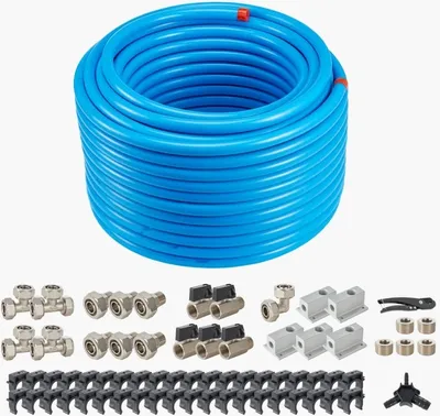 Produktbild von Luftkompressor-Leitungssatz 3/4 Zoll x 200 Fuß - HDPE-Aluminium-Luftleitungssystem Blau - Hochdruckleitung für Luftkompressoren