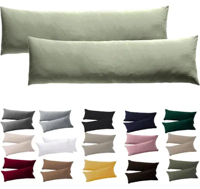 Produktbild von Seitenschläferkissen Bezug 40 x 145 cm Salbeigrün 2er Set Mikrofaser mit Reißverschluss