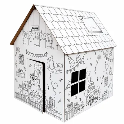 Produktbild von Malhaus Geburtstag Kartonhaus zum Bemalen, 100x78x110 cm