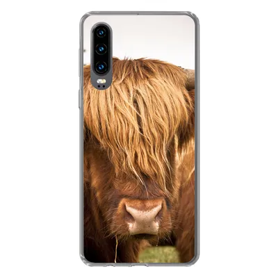 Produktbild von MuchoWow® Handyhülle Schutzhülle Hülle für Huawei P30 Schottische Highlander - Braun - Gras Silikon Softcase Handy Hülle - Kartenbesitzer