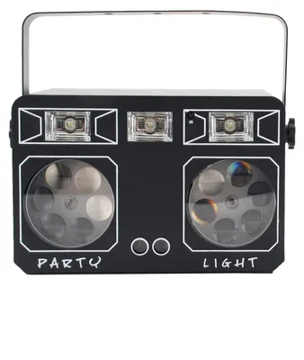 Obrázok produktu pre LED párty svetlo – 24W DMX osvetľovač – RGBW 4-v-1 efekt – Stroboskop a laser – 90–240V AC – EÚ zástrčka – Vhodné pre DJov a diskotéky