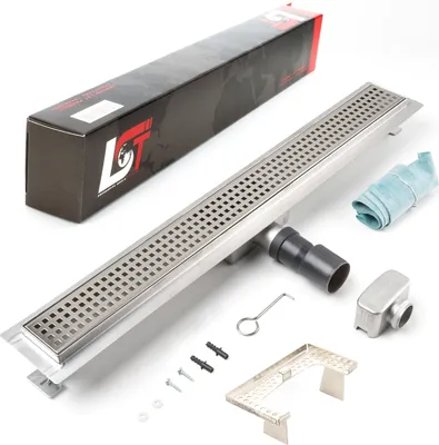 Produktbild von Duschrinne Quadrate 700x70mm Ablaufrinne Duschrost mit Edelstahl Siphon Haarsieb