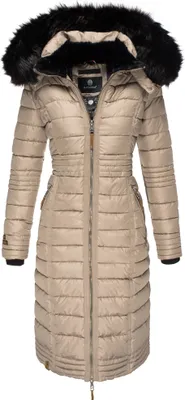 Produktbild von Navahoo Damen Winterjacke Steppmantel Parka Winter Lang Stepp Jacke Kapuze Umay Taupe Gr. 40- L