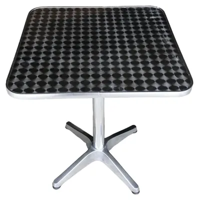 Obrázok produktu pre Štvorcový stôl s podstavcom z vodovzdorného hliníka, rozmery 60 x 60 x V 70 cm, určený pre bary a reštaurácie