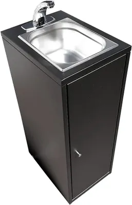 Produktbild von Mobiles Waschbecken Sensor mit Durchlauferhitzer 50°C | Autark ohne Wasseranschluss | Spüle kontaktlos mit Frisch- & Abwassertank | Gastro | UM1BBDc