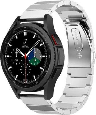 Produktbild von Strap-it Metallarmband - Kompatibel mit Samsung Galaxy Watch 4 Classic Armband 46mm Ersatzarmband Edelstahl - Faltschließe - Hochwertiges Material - für Smartwatch 20mm Armband Silber
