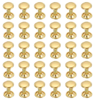 Produktbild von Hohlnieten - 50 Stück Doppelkappen-Nieten für Lederarbeiten - 9x12 mm - Gold