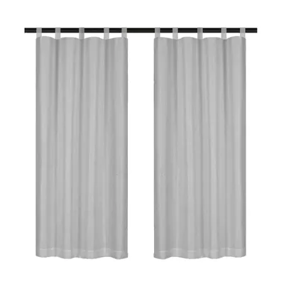 Produktbild von 2er Set Outdoor Halbtransparent Vorhänge Wasserdicht Wetterfest Vorhang Gardinen für Außen Balkon Terrasse Hof Garten, B132xH244cm, Hellgrau