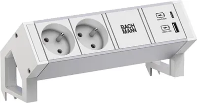 Produktbild von Bachmann Desk2 Alu White 2Xute 1Xusb A/C 22W 0,2M Gst18