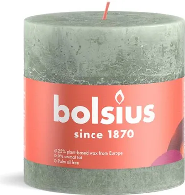 Produktbild von Bolsius Rustik Stumpenkerze Jade Grün 100/100mm