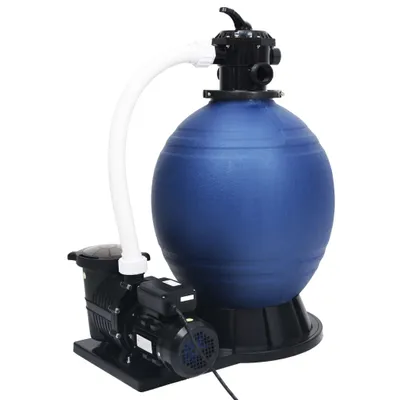 Image de vidaXL Filtre à sable avec vanne 7 voies et pompe 1000 W bleu noir