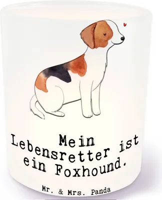 Produktbild von Mr. & Mrs. Panda Windlicht aus Glas Foxhound Lebensretter - Transparent - Geschenk, Laufhund, Teelichthalter, Jagdhund, Glaslaterne, Kerzenhalter