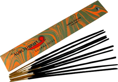 Produktbild von Auroshikha Räucherstäbchen - Amber Incense, Orange, 23*3,5*0,3 cm, Indische Räucherstäbchen