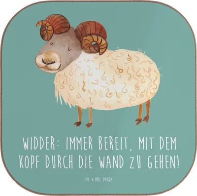 Produktbild von Mr. & Mrs. Panda Holzuntersetzer Widder Power - Meeresbrise - Geschenk, Mut, gläseruntersetzer, Herausforderung, Geschenke Sternzeichen, Horoskop, spontan, Astrologie