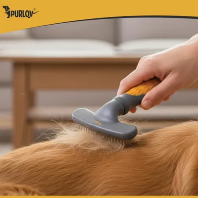 Produktbild von Purlov 26067 Bürste für Tierhaare, grau-gelb